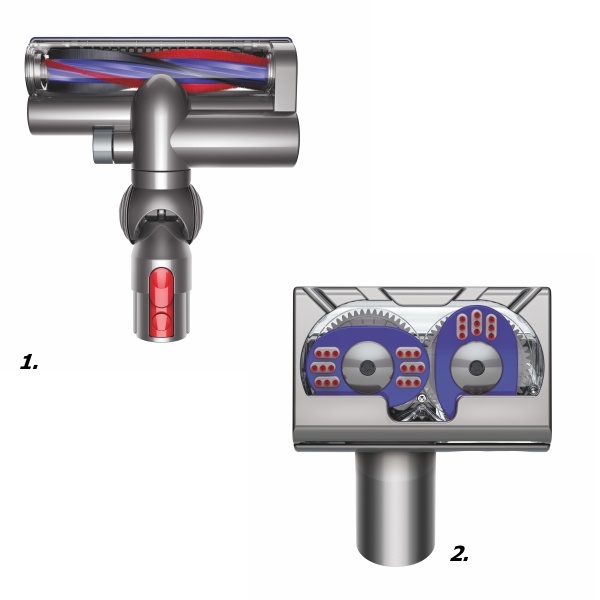  Dyson Cinetic Big Ball Absolute 2 – rotační turbo kartáč s karbonovými vlákny (č. 1) a mini turbo kartáč (č. 2)