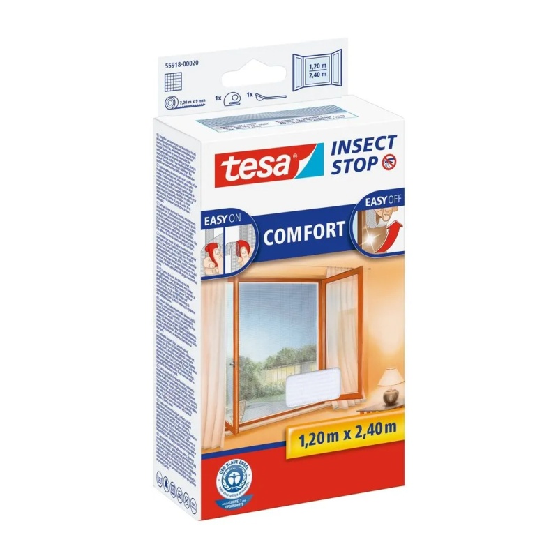 Tesa® Insect Stop Síť proti hmyzu COMFORT na francouzská okna – bílá 1,2 × 2,4 m, 55918-00020-00