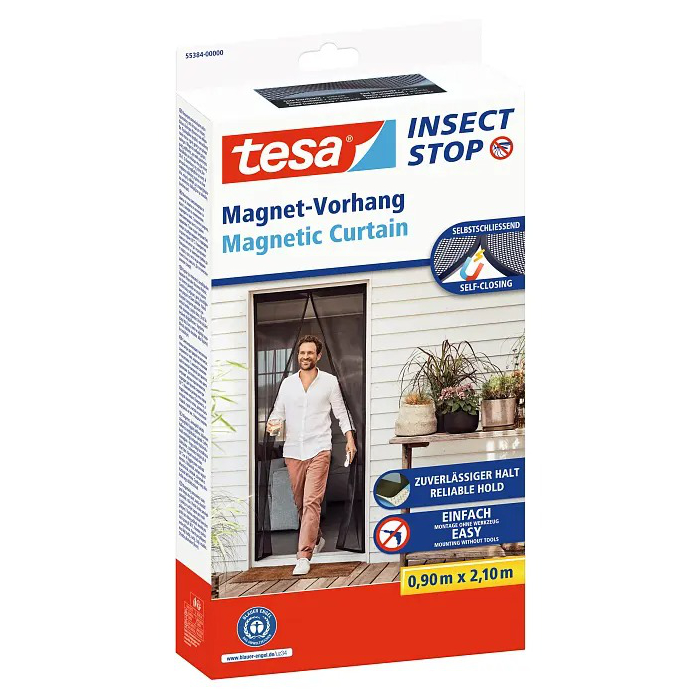 Tesa® Insect Stop Magnetická síť proti hmyzu do dveří – antracitová 0,9 × 2,1 m