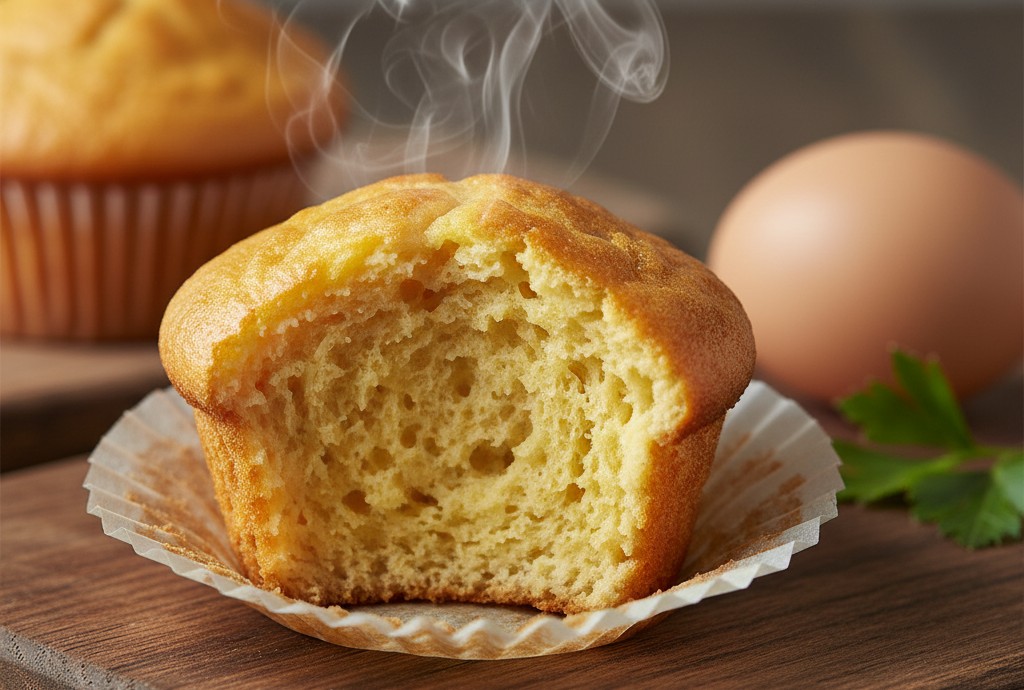 Vaječný muffin na řezu