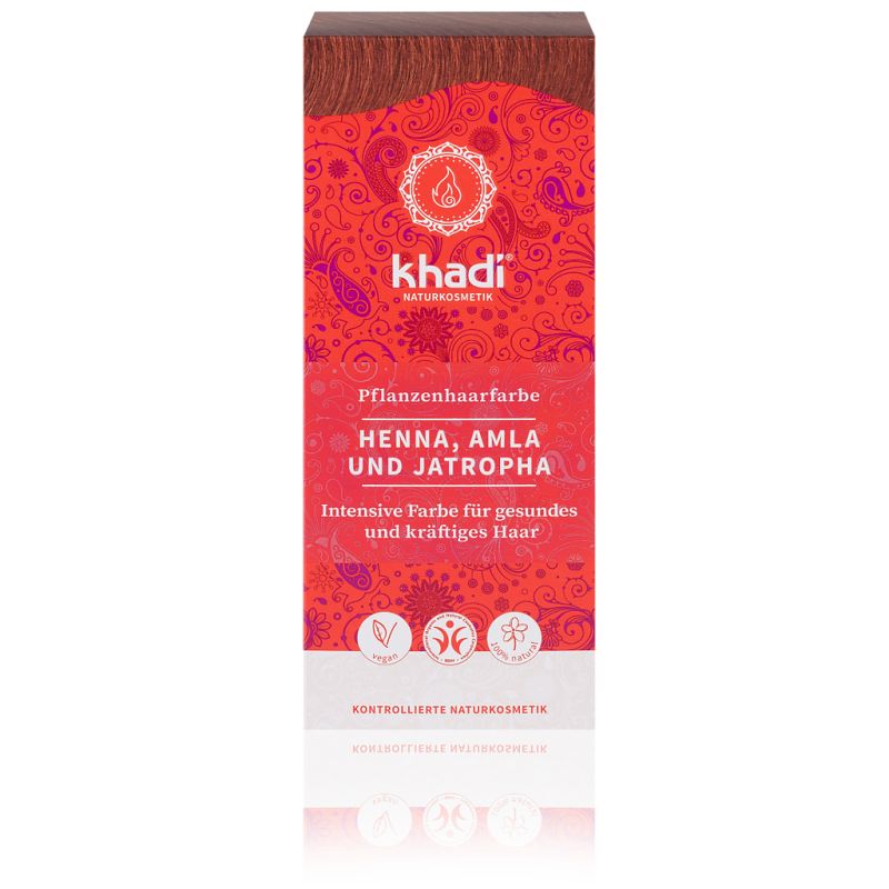 Rostlinná barva na vlasy Khadi – HENNA & AMLA & JATROPHA