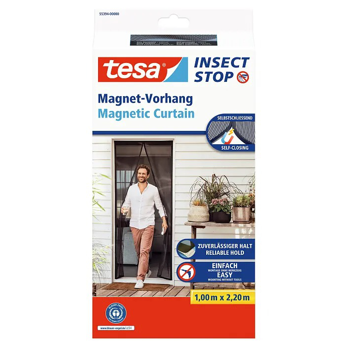 Tesa® Insect Stop Magnetická síť proti hmyzu do dveří – antracitová 1,0 × 2,2 m