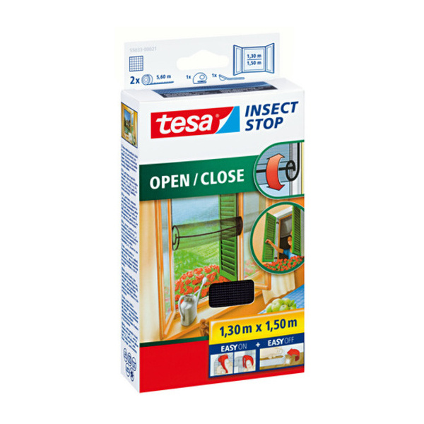 Tesa® Insect Stop Otevírací síť na suchý zip proti hmyzu – antracitová 1,3 × 1,5 m, 55033-00021-00