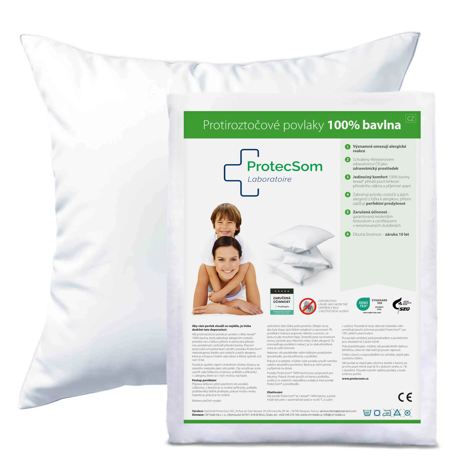 ProtecSom protiroztočový povlak na polštář Rozměry: 70x90cm