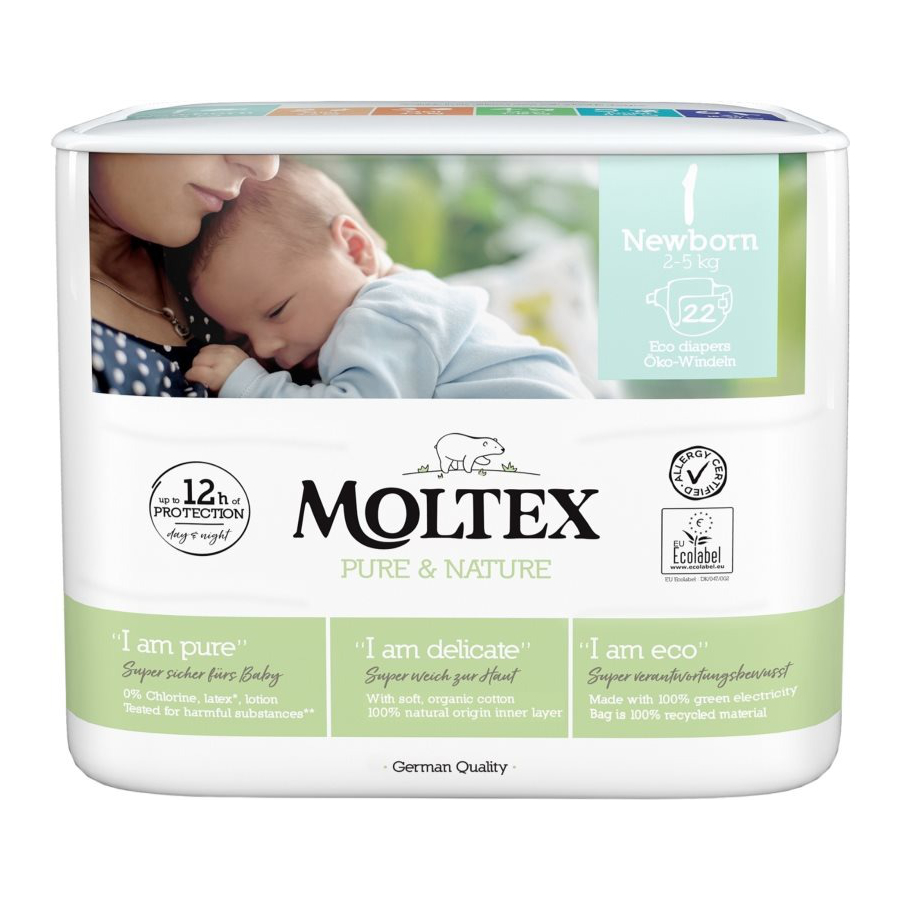 Moltex Plenky Pure & Nature Newborn 2-4 kg (22 ks)