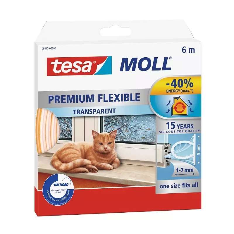 tesa Silikonové těsnění pro dveře a okna tesamoll Premium Flexible, transp., 6 m