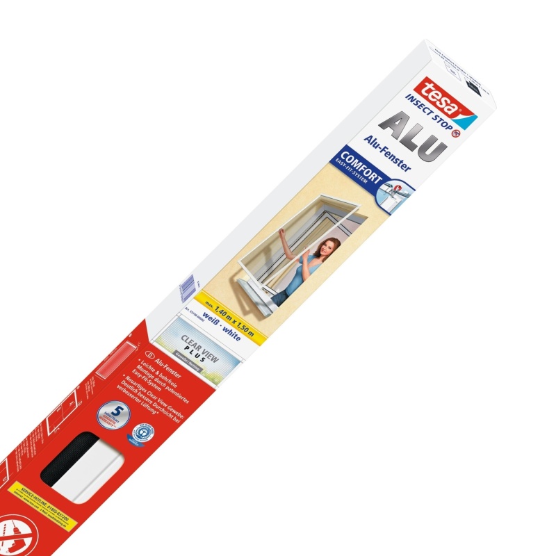 Tesa® Insect Stop Hliníkové rámy se sítí COMFORT na okna – bílá 1,4 × 1,5 m, 55196-00002-00